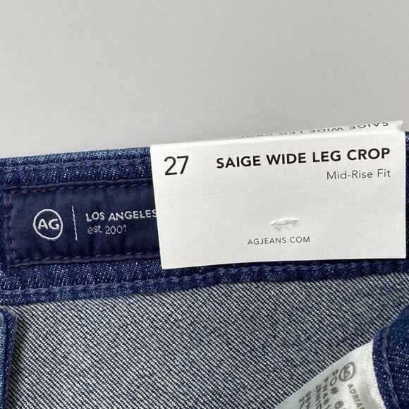 NEW AG Women’s Saige Wide Leg Cropped Jeans Dark Blue Size 27 - Picture 6 of 11